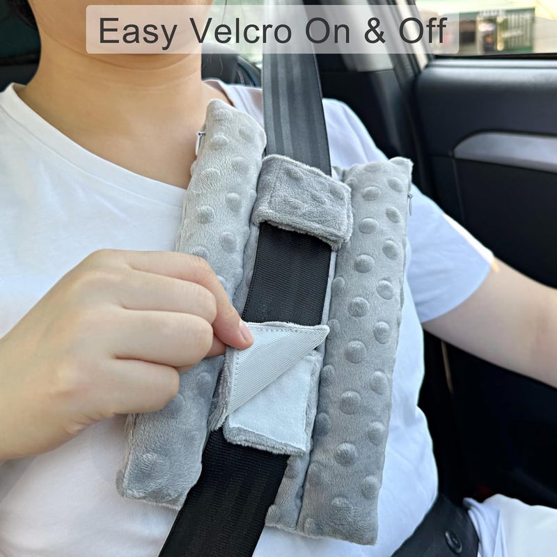 BNRendles Chemo Port Pillows for Patients Seatbelt, Chemo Port Protector Pacemaker Seat Belt Cushion, Chemotherapy Must Haves Chemo Gifts Men Women Cancer, Minky Dot Gray - Image 3